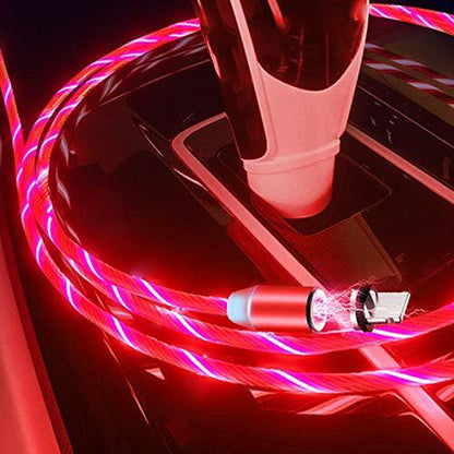 2A LED Flowing Light up Magnetic Fast Charger Cable for Iphone Type-C Micro USB