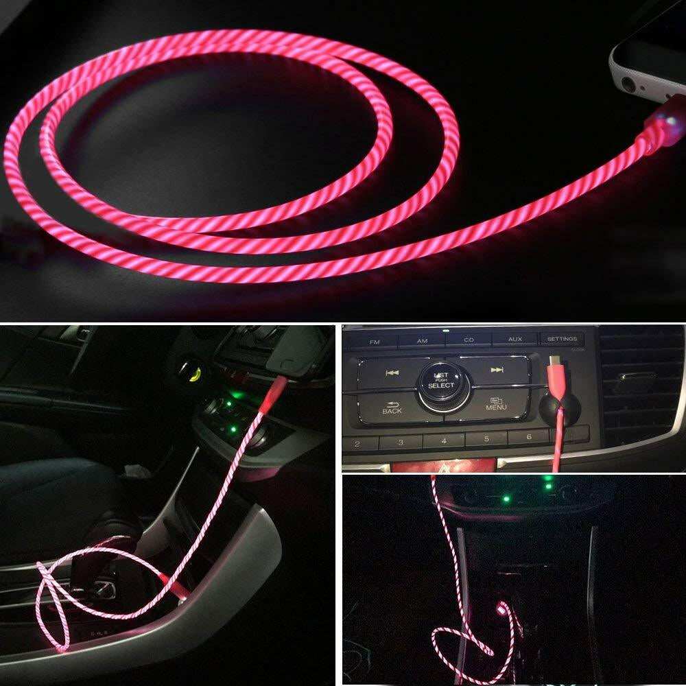 2A LED Flowing Light up Magnetic Fast Charger Cable for Iphone Type-C Micro USB