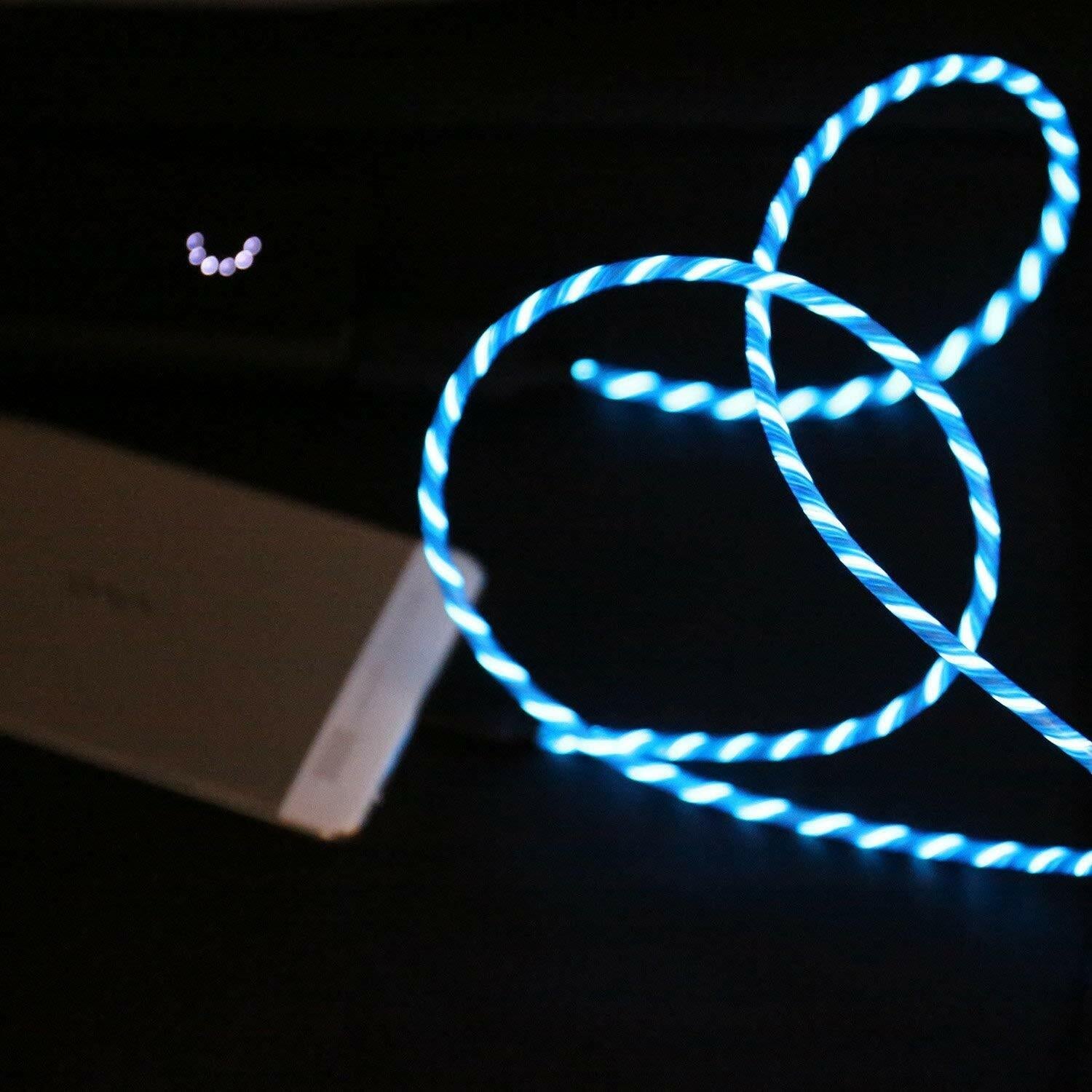 2A LED Flowing Light up Magnetic Fast Charger Cable for Iphone Type-C Micro USB