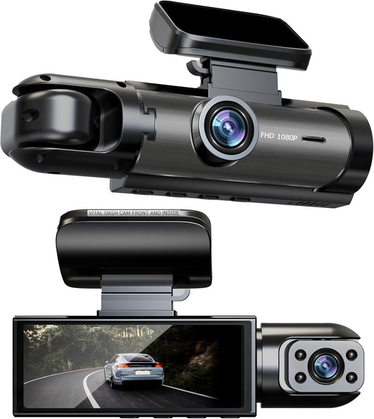 Vital Dashcam Pro 2025 Dash Cam Front and Rear Camera for Cars Dual Car Camera W